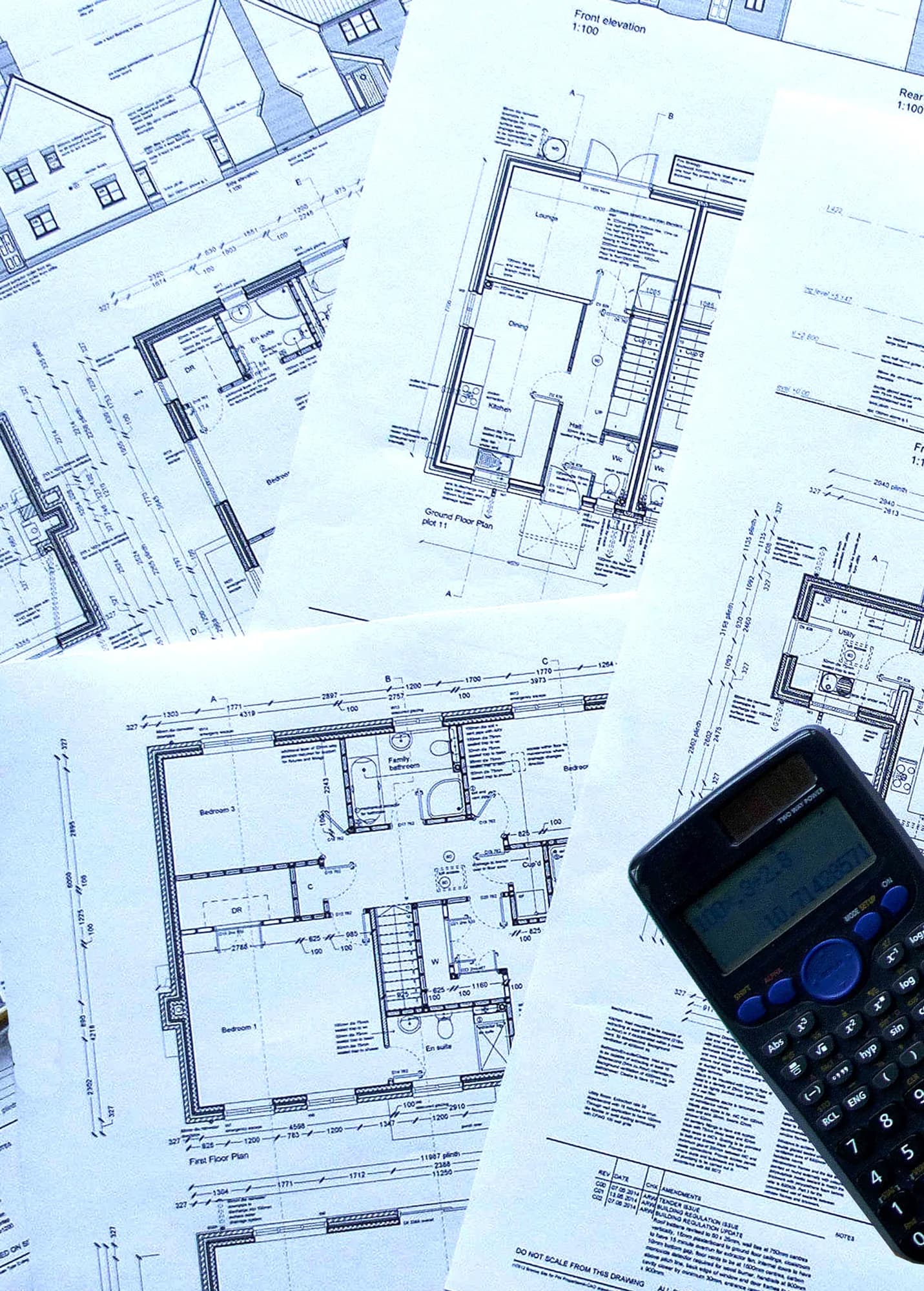 Drawings on a desk during a take off for a ventilation system